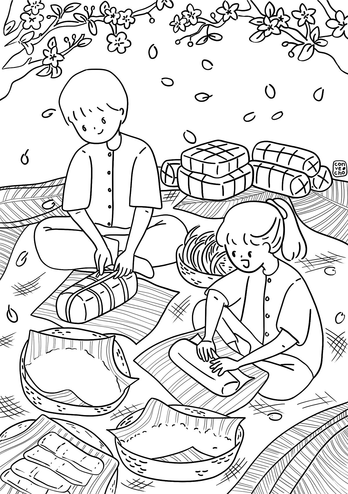 tranh tô màu chủ đề tết cho bé