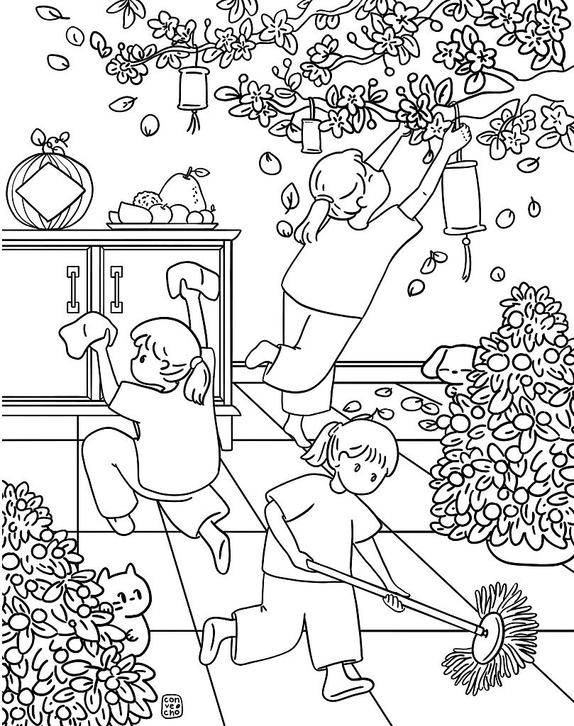 Tranh Tô Màu Tết Cho Bé