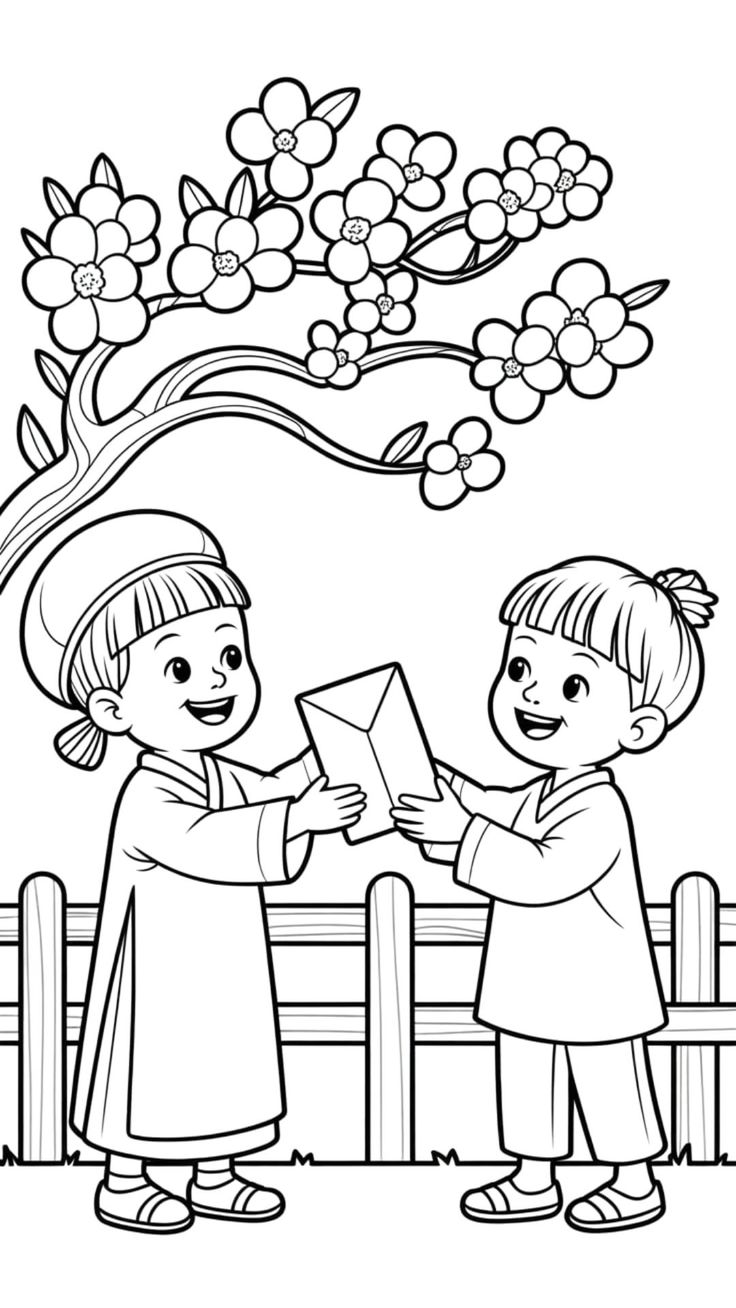 tranh tô màu tết cho bé